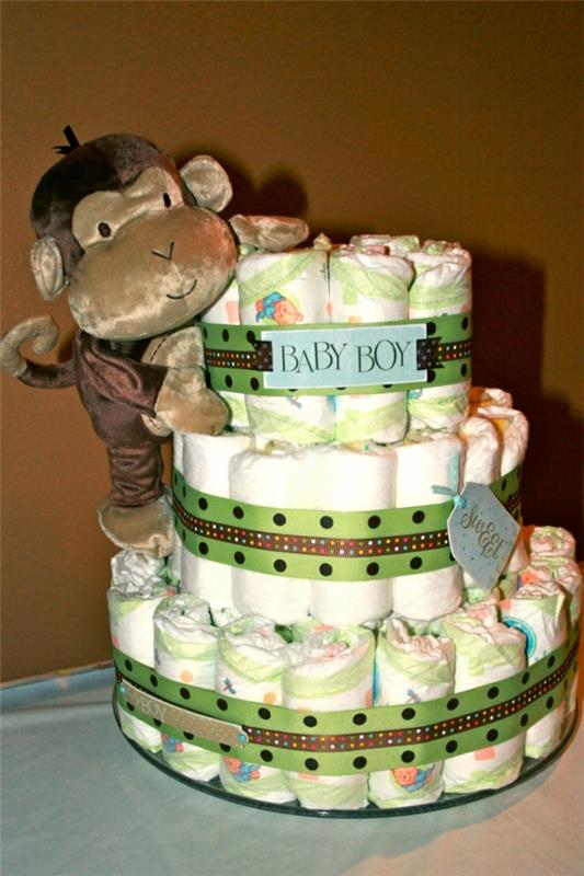 πάνα κέικ tinker οδηγίες μωρό δώρα γέννηση μαϊμού
