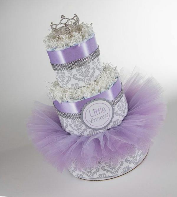 πάνα κέικ tinker οδηγίες μωρό δώρα γέννηση μοβ
