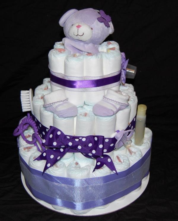 μωρά δώρα πάνα κέικ tinker οδηγίες γέννηση μοβ σχέδιο χρώματος