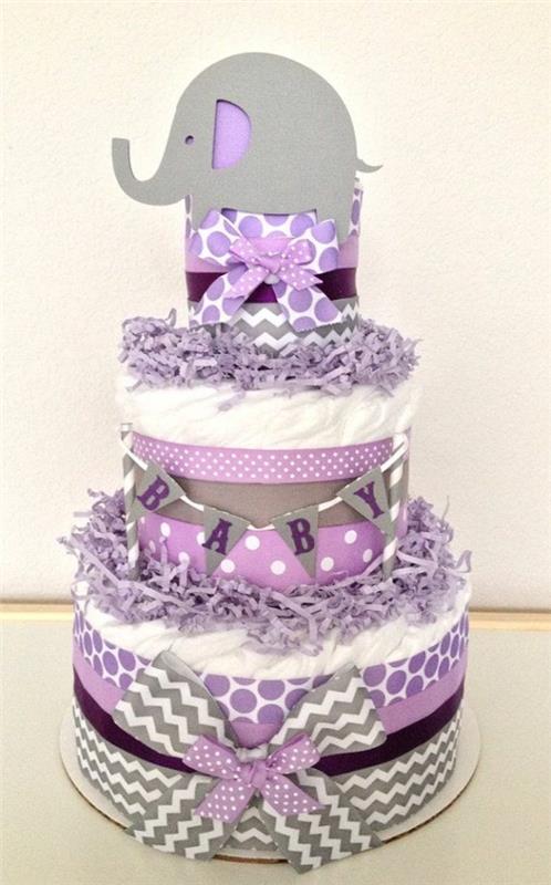 πάνα κέικ tinker οδηγίες μωρό δώρα γεννήσεις μοβ