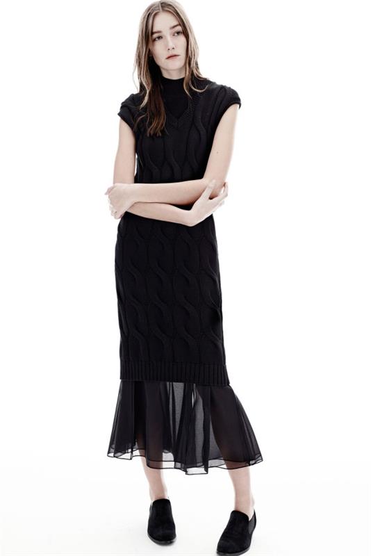 χειμερινά φορέματα γυναίκες μαύρο πλεκτό φόρεμα πλεκτά fw 2014 2015