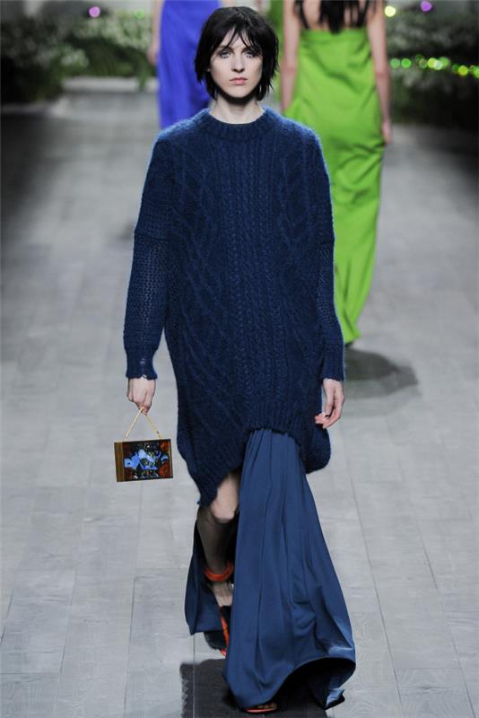 χειμερινά φορέματα γυναικεία πλεκτά fw 2014 2015 μακρύ πουλόβερ πλεκτό