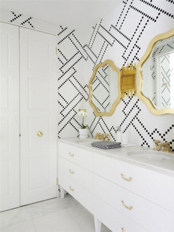 τοίχοι χρώμα σχέδιο γραφικό μοτίβο μαύρο λευκό μπάνιο