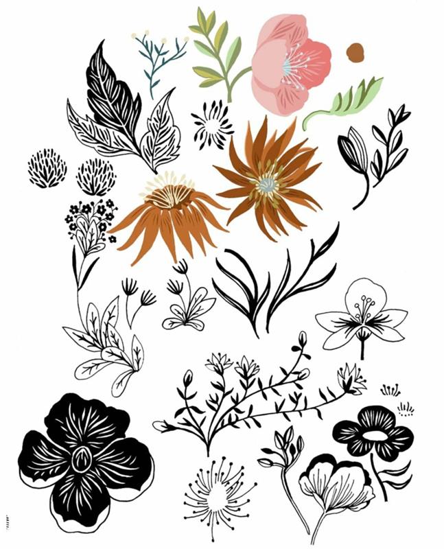 τοίχοι σχεδιασμό λουλούδια οργανικό μοτίβο