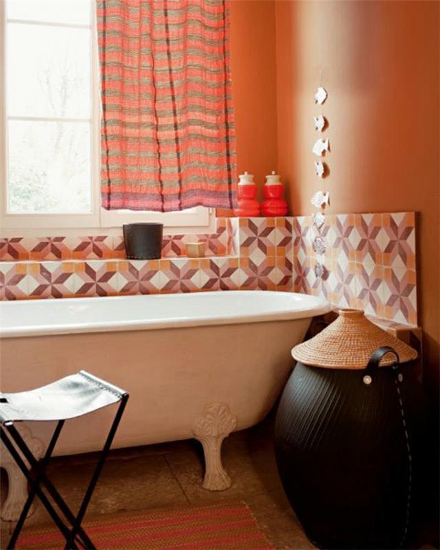 βαφές τοίχων ιδέες λουτρό πορτοκαλί χρώμα τοίχου