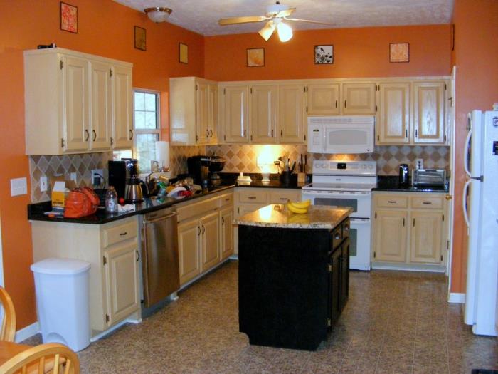 ζωγραφικη ιδεες ιδεες κουζινα πορτοκαλι τοιχοι κουζινα νησι