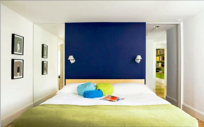 τοίχοι ζωγραφικής ιδέες υπνοδωμάτιο μπλε τοίχο προφορά