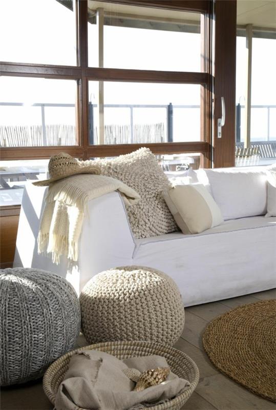 ιδέες σπιτιού αξεσουάρ deco ιδέες πλεκτά έπιπλα ρίξτε μαξιλάρια