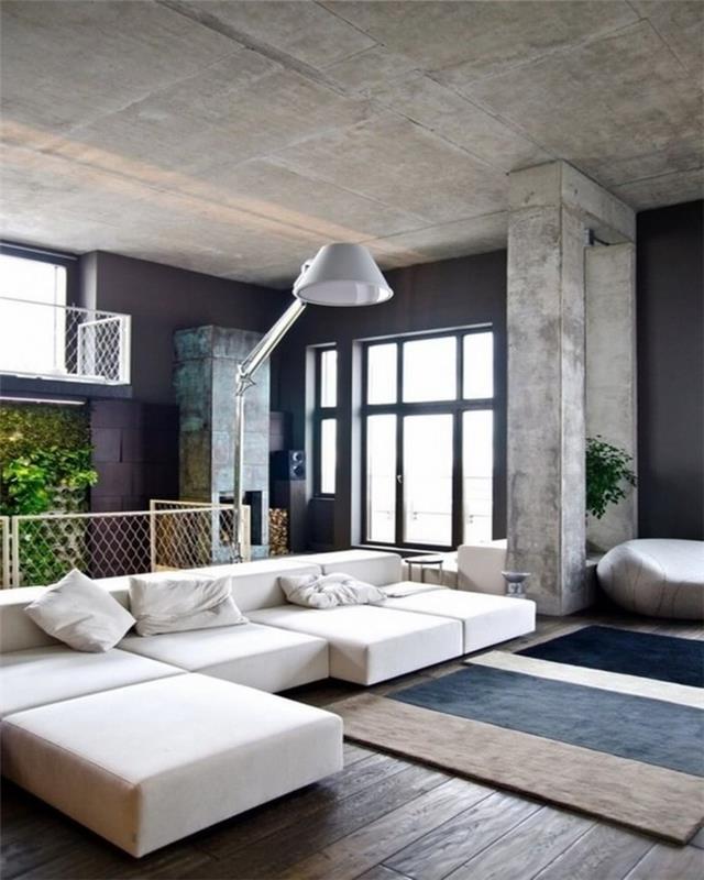 ιδέες διακόσμησης σπιτιού σαλόνι ξύλινο πάτωμα κομψό χαλί