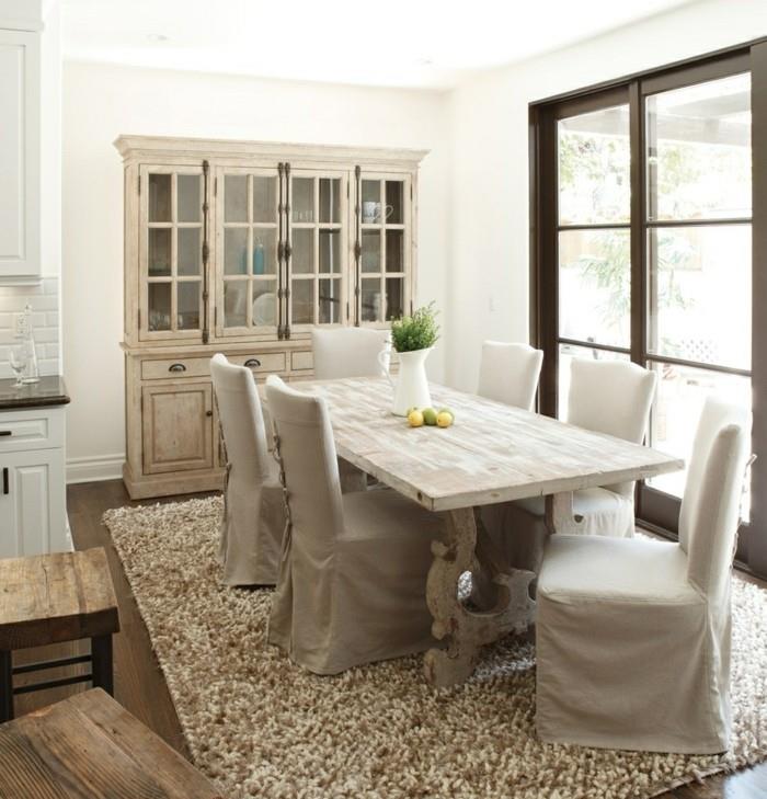 καθιστικές ιδέες τραπεζαρία αγροτική τραπεζαρία με όμορφο ξύλινο τραπέζι και υπέροχο χαλί