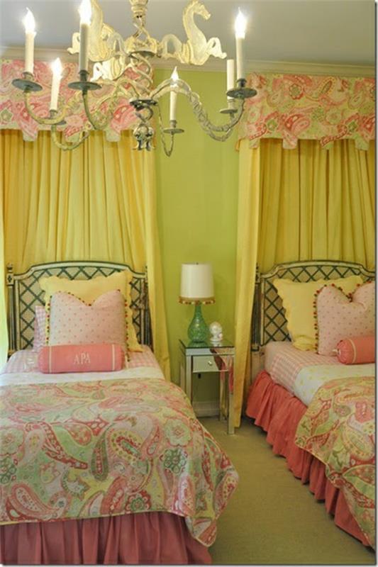 ιδέες χρώματος κρεβατοκάμαρα πράσινα κρεβάτια με ουρανό