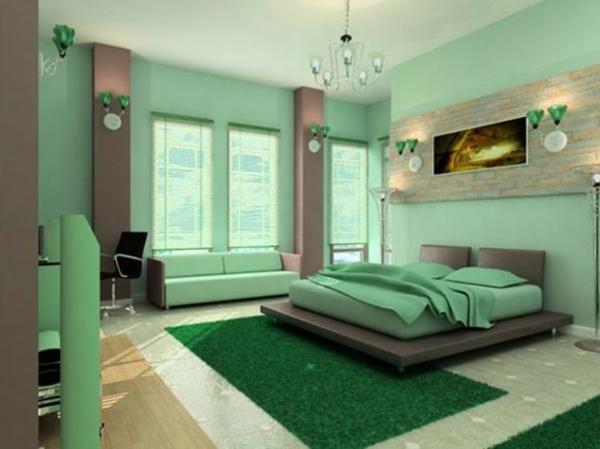 ιδέες χρώματος υπνοδωμάτιο καλοκαιρινά χρώματα σχεδιασμός πράσινου τοίχου