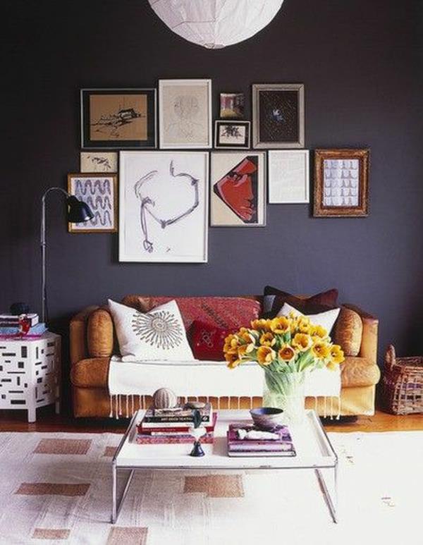ιδέες σπιτιού σαλόνι τέχνη χρώματα σχεδιασμός τοίχων πίνακες ζωγραφικής