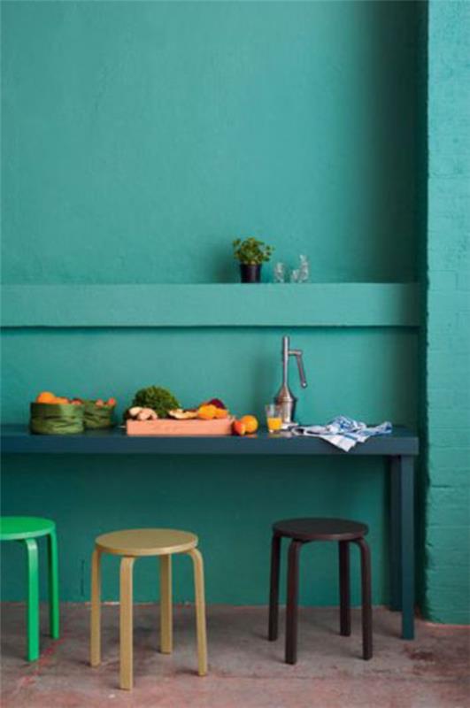ζωντανές ιδέες κορεσμένες αποχρώσεις σαλόνι πράσινα έντονα χρώματα σχεδιασμός τοίχου