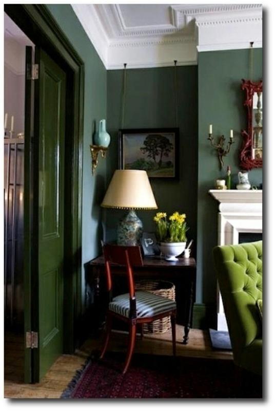 ιδέες διαβίωσης σαλόνι φύση χρώματα σχεδιασμός τοίχου σμαραγδί πράσινο