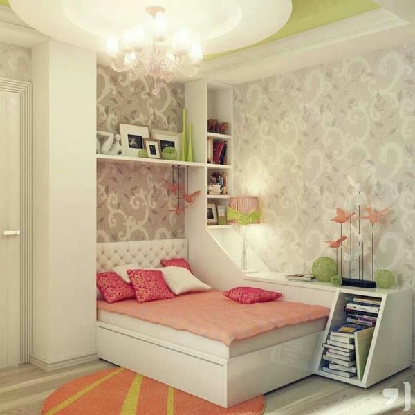 ιδέες διαβίωσης νεανικό δωμάτιο επιπλωμένο κρεβάτι τοίχο ράφι