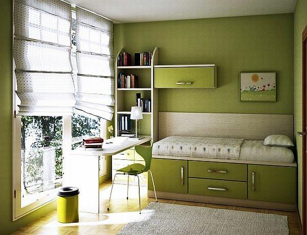 νεανικό δωμάτιο σχεδιασμός γραφείο σχεδιασμού πράσινου τοίχου