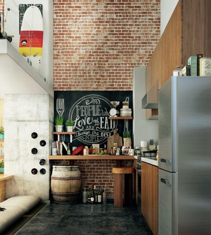 ζωντανές ιδέες τοίχος από τούβλα κουζίνας ανανεώνει το εσωτερικό