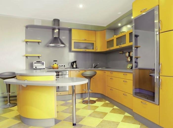 ζωντανές ιδέες κουζίνα g σε σχήμα κουζίνας σε κίτρινο χρώμα