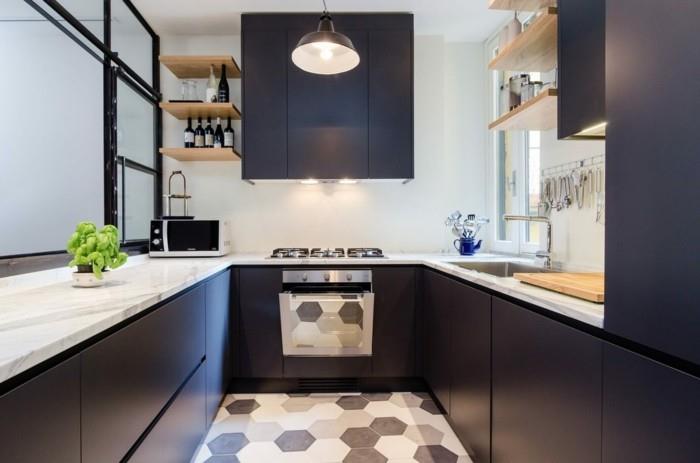 ιδέες διαβίωσης κουζίνα σύγχρονη κουζίνα σε σχήμα u με όμορφο πάτωμα