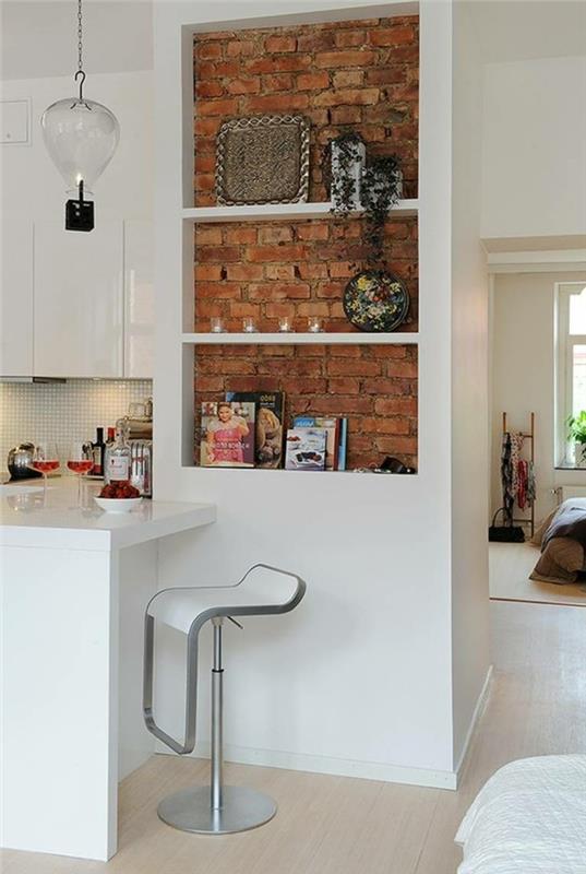 ζωντανές ιδέες κουζίνα όμορφοι τοίχοι από τούβλα