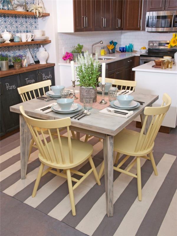 σαλόνι ιδέες καρέκλες κουζίνας λωρίδες χαλί