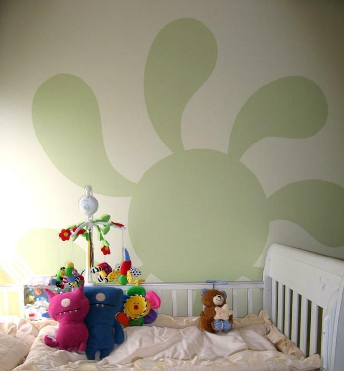 ζωντανές ιδέες παιδικό δωμάτιο βρεφικού παιδικού τοίχου ζωγραφική ανοιχτό πράσινο τοίχο