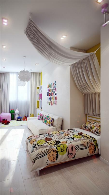 ιδέες διαβίωσης παιδικό δωμάτιο ιδέες σχεδιασμού τοίχων με χρωματιστά κλινοσκεπάσματα