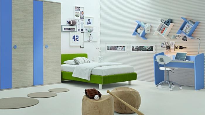 σαλόνι ιδέες παιδικό δωμάτιο πράσινο κρεβάτι ασυνήθιστο σκαμπό
