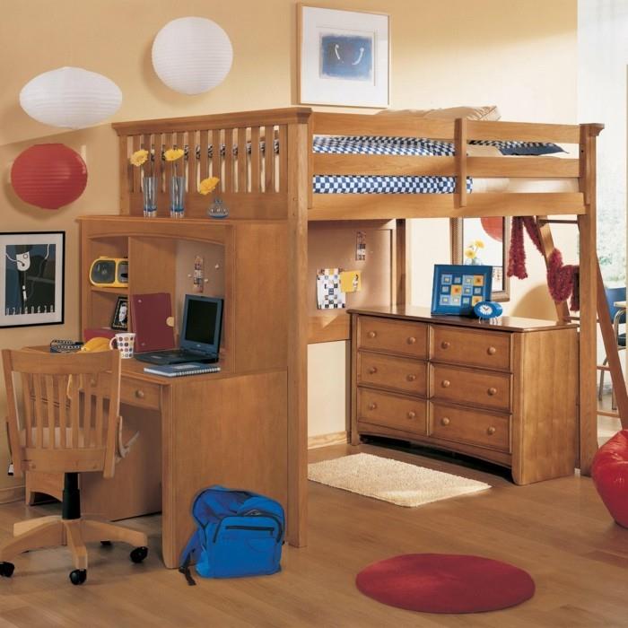 ιδέες διαβίωσης παιδικό δωμάτιο παιδικό πατάρι κρεβάτι ξύλινα φανάρια λειτουργικά