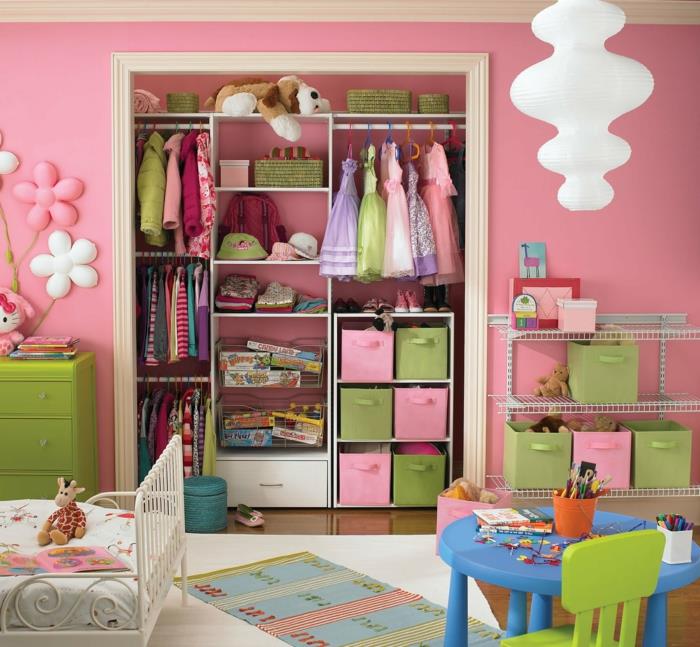 ιδέες διαβίωσης παιδικό δωμάτιο κορίτσι ροζ χρώμα τοίχου έπιπλα παιδικού δωματίου