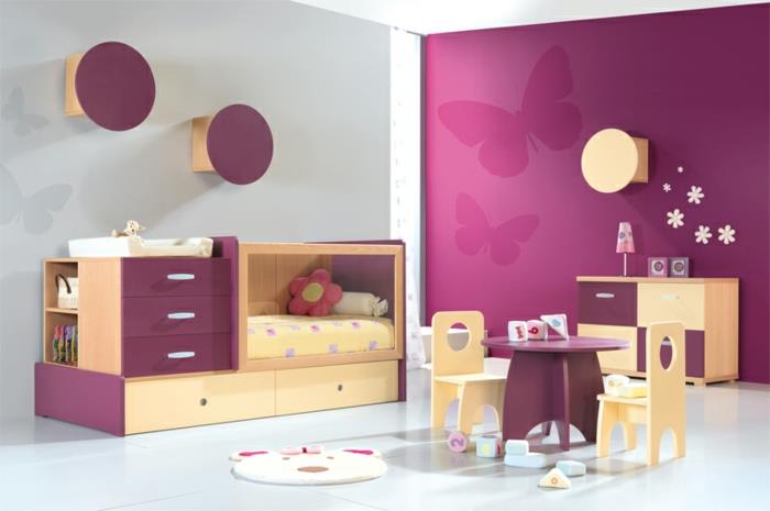 σαλόνι ιδέες παιδικό δωμάτιο κοριτσίστικο μωβ προφορά τοίχου λειτουργικό κρεβάτι