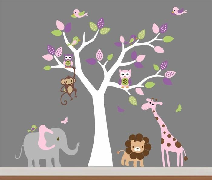 ιδέες σπιτιού παιδικά δωμάτια ζώα ζωγραφική τοίχου δέντρων