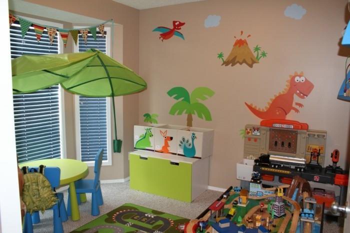 ιδέες διαβίωσης παιδικό δωμάτιο διακόσμηση τοίχου ζωγραφική τοίχου χαλί παιδικά έπιπλα