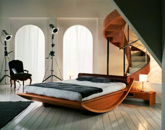 ιδέες διαβίωσης υπνοδωμάτιο φανταχτερό κρεβάτι εσωτερική σκάλα