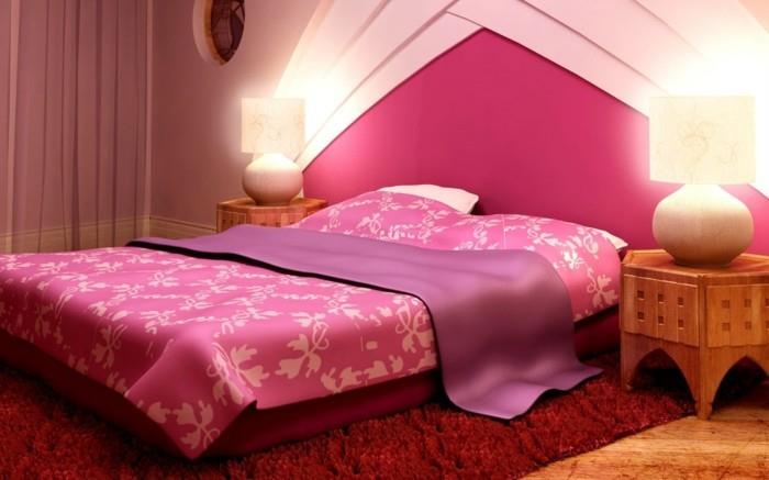 ιδέες διαβίωσης υπνοδωμάτιο ασυνήθιστο σχέδιο τοίχου κόκκινο χαλί