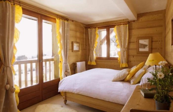 ιδέες σπιτιού υπνοδωμάτιο διακοσμητικές ιδέες κουρτίνες ξύλινα έπιπλα