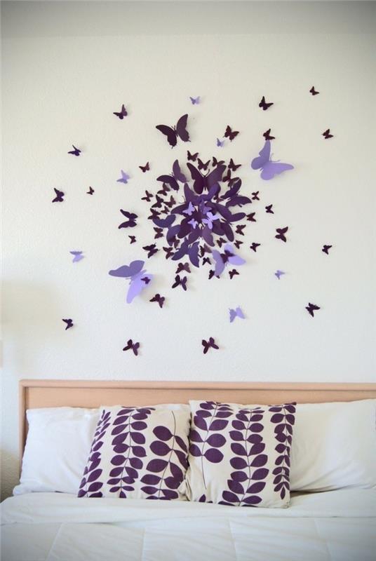 ιδέες σαλονιού κρεβατοκάμαρα diy διακόσμηση τοίχου με πεταλούδες