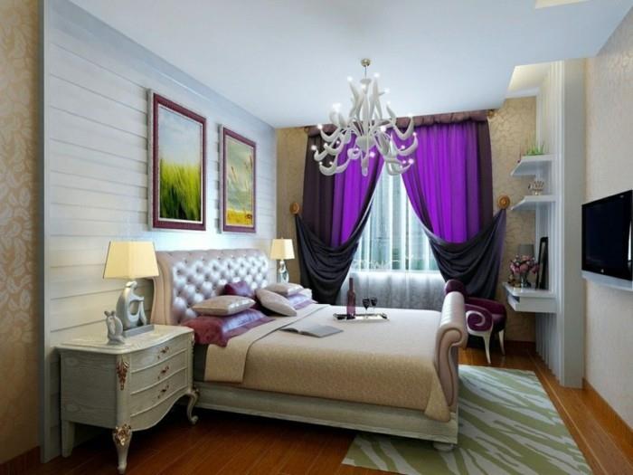 ιδέες σαλονιού υπνοδωμάτιο μοβ κουρτίνες είναι μια μεγάλη προφορά