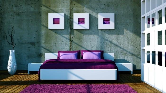 ιδέες διαβίωσης υπνοδωμάτιο όμορφη διακόσμηση τοίχων και τσιμεντένιο βλέμμα