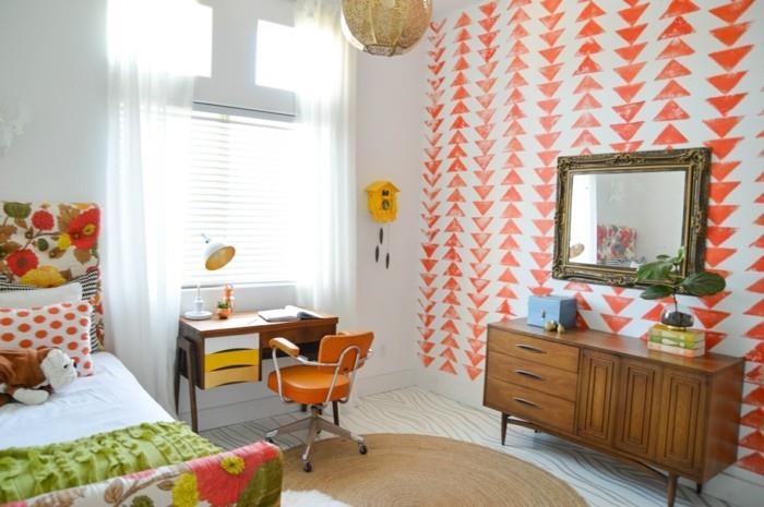 σαλόνι ιδέες κρεβατοκάμαρα vintage ταπετσαρία παιδικό δωμάτιο στρογγυλό χαλί