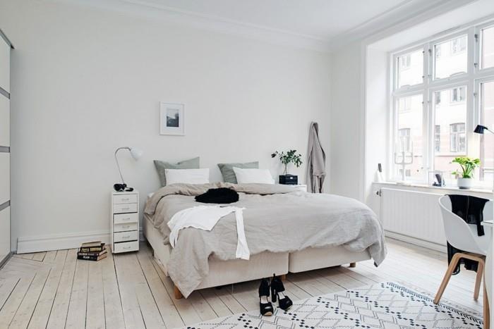 ιδέες διαβίωσης υπνοδωμάτιο λευκοί τοίχοι φυτά σκανδιναβικό στυλ
