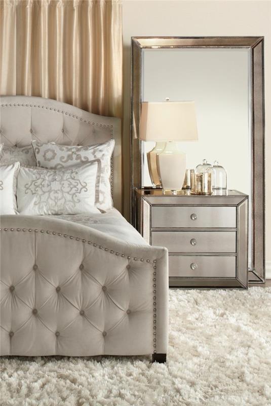 ιδέες διαβίωσης υπνοδωμάτιο λευκό χαλί κομψό κρεβάτι