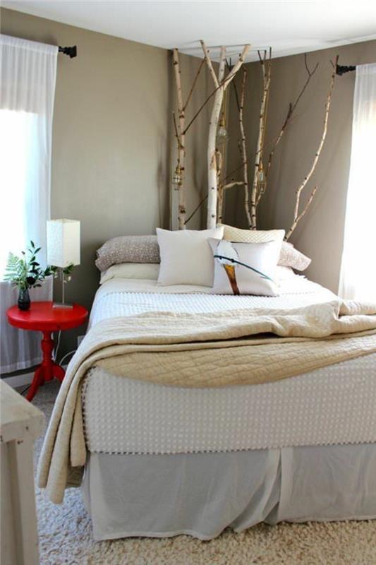 ιδέες διαβίωσης υπνοδωμάτια κλαδιά διακοσμητικό λευκό χαλί