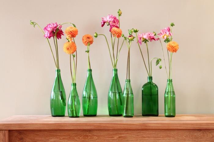 φτιάξτε μόνοι σας ιδέες για το σπίτι μπουκάλια βάζα λουλούδια