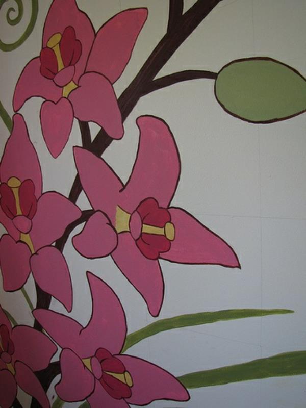 διακόσμηση τοίχου ζωγραφική τοίχο παιδικό δωμάτιο λουλούδι μοτίβο