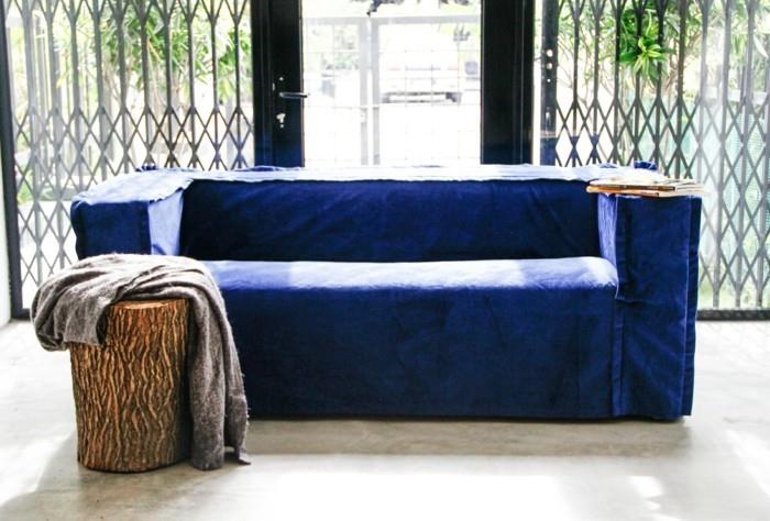 σαλόνι ιδέες σαλόνι μπλε καναπές κάλυμμα τραπεζάκι άνετο