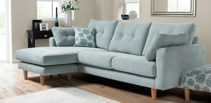 σαλόνι γωνιακός καναπές φρέσκο ​​χρώμα ξύλινο πάτωμα