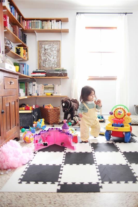 ιδέες διαβίωσης σαλόνι παιδική χαρά χωριστά παιχνίδια χαλιών