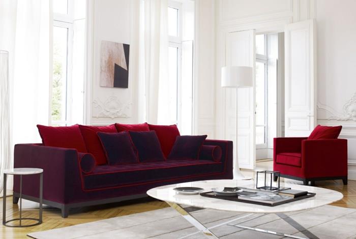 σαλόνι ιδέες σαλόνι όμορφος καναπές κόκκινες πινελιές μοντέρνο τραπεζάκι σαλονιού